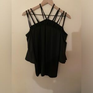 Black knit top and size large with three shoulder straps on each side